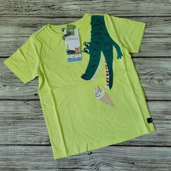 Joules UK Brand Ice Cream T-Shirt Soft Cotton Alligator T-Shirt Mint Green - Picture 1 of 5